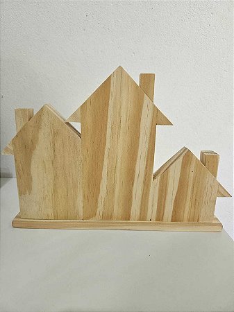 Placa de Casinhas em Pinus 20x30x3cm