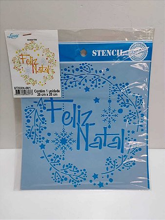 Stencil Feliz Natal 20x20cm