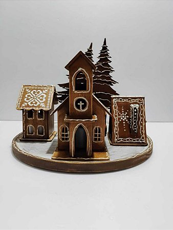 Vila 4 Casas 2 Árvores 25x20x25cm