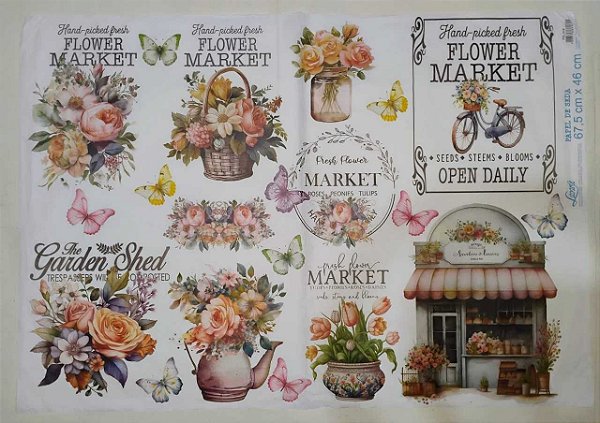 Papel de Seda Flower Market 67,5x46cm