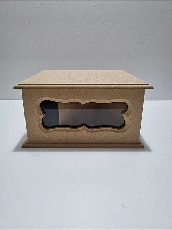 Caixa de Chá 4 Divisórias com Vidro 18x9,5x17,5