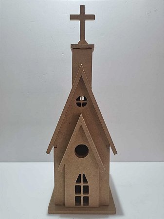 Igreja Recortes Janelas e Vitrais 12x35x14cm