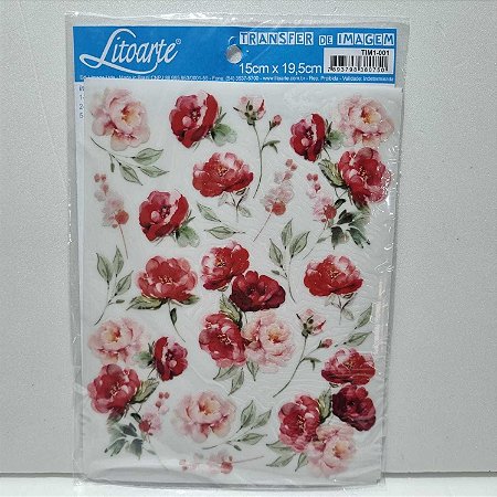 Transfer Médio Rosas 15x19,5cm