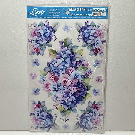 Transfer Grande Hortênsias 19,5x29,5cm