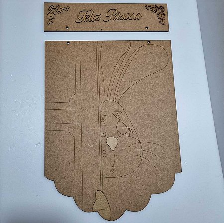 Placa Coelho na Porta 50x29x0,6cm