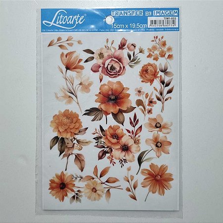 Transfer Médio Floral Bege TIM1-003 15x20cm