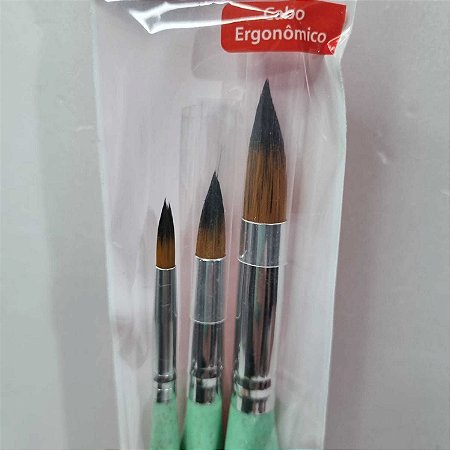 Kit Pincel Ergonômico - Pincel Redondo 3 Un.
