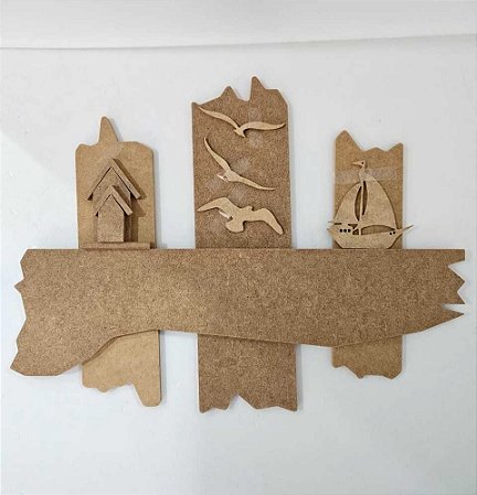 Placa náutica Casinha e Barco 40x27cm