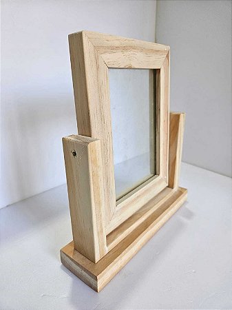 PORTA RETRATO PINUS C 2 VIDROS- foto- 10X15cm