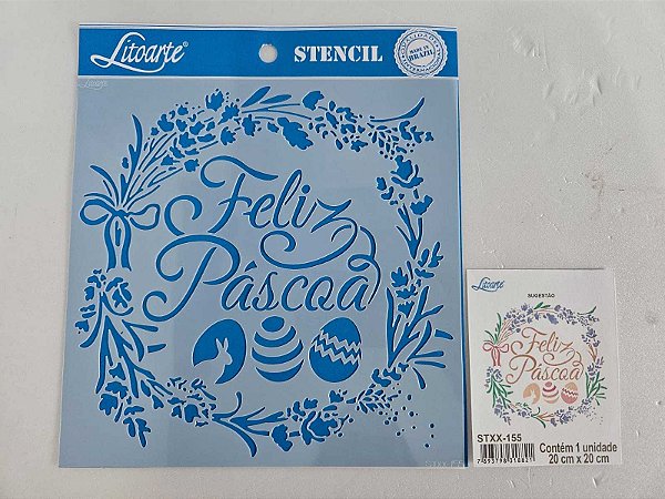 STENCIL - Feliz Páscoa - 20X20CM STXX 155