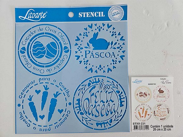 STENCIL- PASCOA SELOS - 20X20CM STXX 231