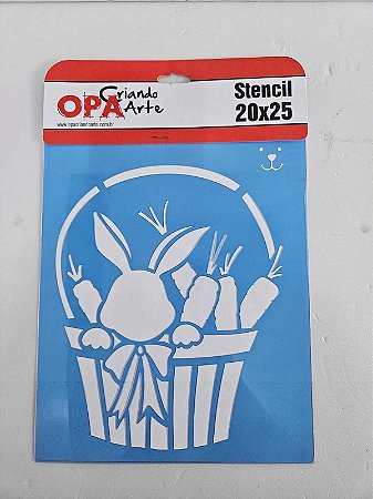 STENCIL-  CESTA COELHO- OPA 1908- 20X25CM
