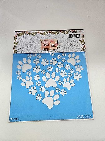 Stencil Coração de patinhas- Arte fácil ST-633 - 15x15cm