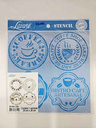 Stencil Rotulos de Café- Litoarte STXX-320- 20x20cm
