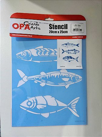 Stencil Náutico Peixes- OPA 3778- 20x25cm