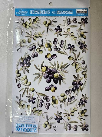 Adesivo transfer de Imagem Espelhado- Azeitonas- 19,5x29,5cm