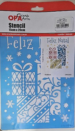 Stencil Presentes de Natal-15x20cm- OPA 3282