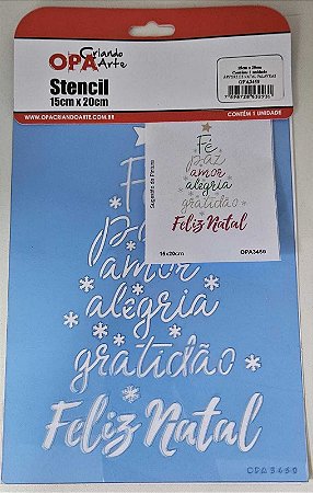 Stencil Árvore de Natal Palavras- 15x20cm- OPA 3450