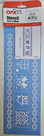 Stencil Ponto Cruz Natalino- 10x30cm- OPA 3536