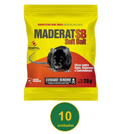Maderat Iscas Atrativas para Ratos 20G Com 20 Pacotes - Dipil