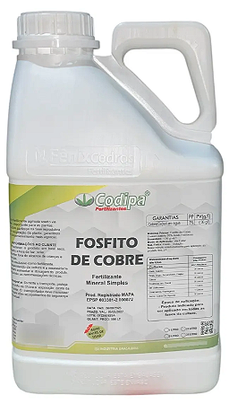 Fosfito de Cobre Fertilizante Fungicida e Bactericida 5l