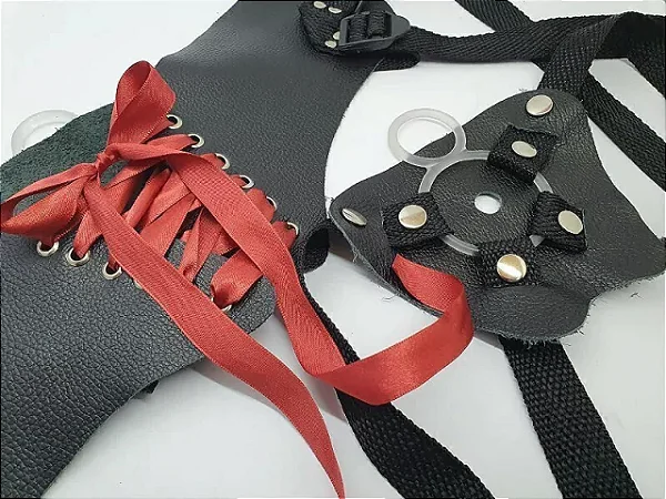 Cinta Domme em couro espartilho lombar