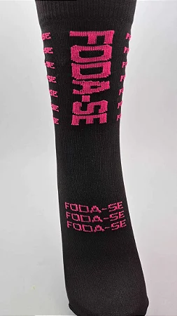meia foda-se preto com rosa