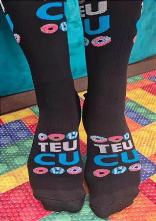 Meia TEU CU - preta com azul