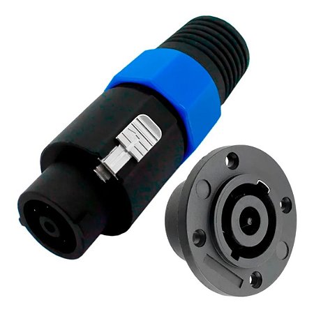 Conector Speakon 8 Vias com Trava Macho e Fêmea - Padrão Canon