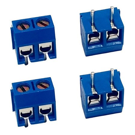 Borne 2 Vias Mini Azul KRE 5,08mm 2 Terminais KF-301-2T