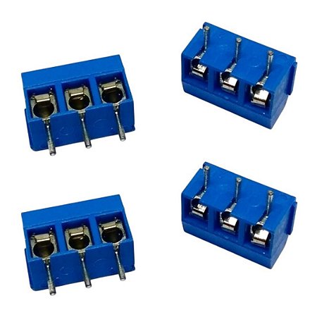 Borne 3 Vias Mini Azul KRE 5,08mm 3 Terminais KF-301-3T