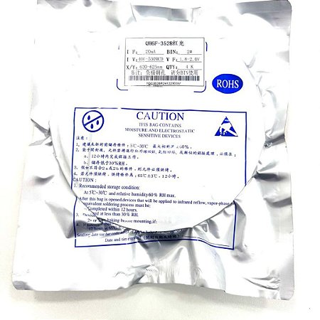 Rolo 4.000 LEDs SMD 3528 Vermelho 2V 20mA 625nm Alta Brilho