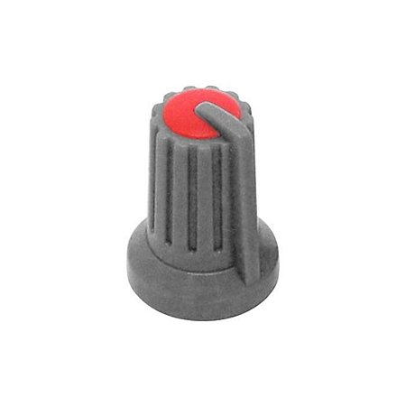 Knob KA481 6mm Estriado para Potenciômetro – Cinza/Vermelho