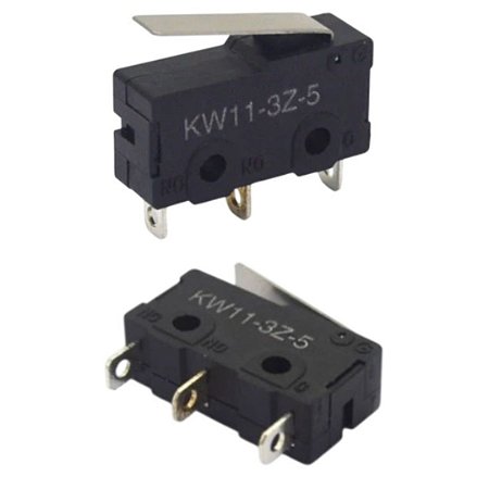 Micro Switch Chave KW11-3Z-5 Haste 18mm Preto 3 Terminais 5A 125V/250V