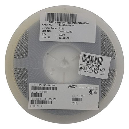Rolo 2000x Capacitor Tântalo 47uF 6.3V 1206 F930J476MAA TEESVA0J476M8R