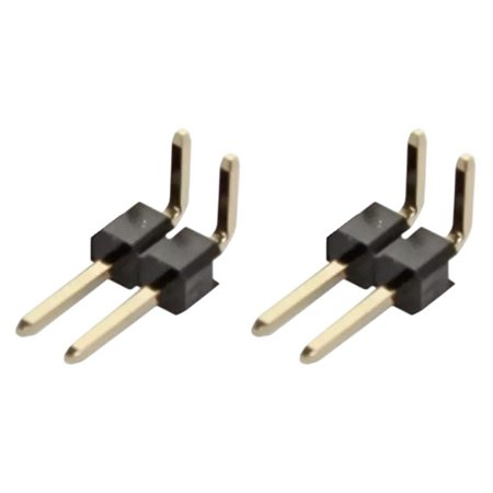 Barra de Pinos Macho 1x2 2 Vias - Passo 2,00 mm 90° - Acabamento Gold