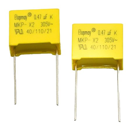 Capacitor Poliéster 0.47µF 470nF 305V X2 ±10% – Passo 15mm