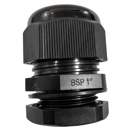 Conector Prensa Cabo BSP 1” Preto com Vedação 18–25mm
