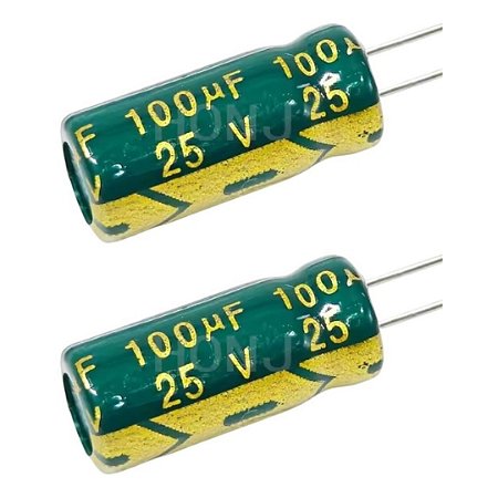 Capacitor Radial 100uF 25V 105°C 5x11mm Baixa Resistência ESR JWCO