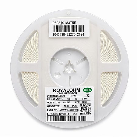 Resistor 18K Ohm 0603 1/10W 5% 0603WAJ0183T5E – 5000PCS
