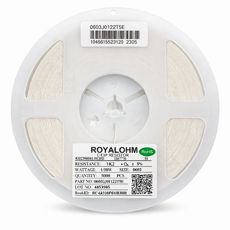 Resistor 1K2 Ohm 0603 1/10W 5% Royalohm – 5000PCS