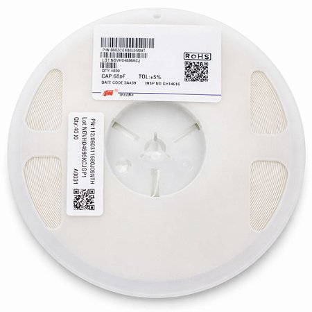 0603CG680J500NT – Capacitor Cerâmico 68pF 50V SMD 0603 5% - Rolo 4.000
