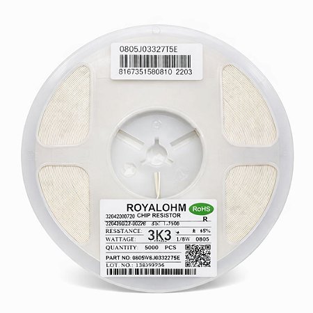 Resistor SMD 0805 3.3KΩ 1/8W 5% Thick Film (0805W8J0332T5E) Rolo 5000