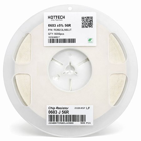 Resistor SMD 56 Ohms 0603 0.1W 5% (RI0603L560JT) - Rolo 5.000 Unidades