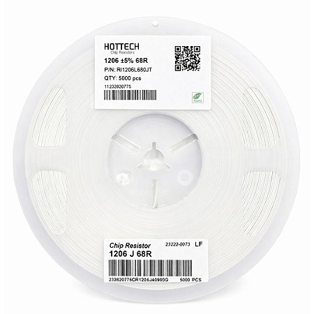 Resistor 68 Ohms SMD 1206 0.25W 5% RI1206L680JT – Rolo com 5000 Peças