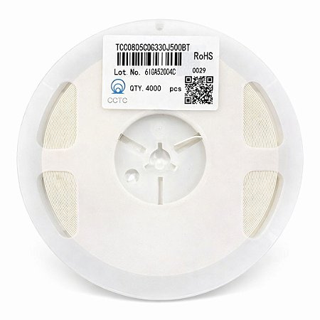 Rolo 4000 Capacitores SMD 0805 33pF 50V NP0 C0G 5% TCC0805C0G330J500BT