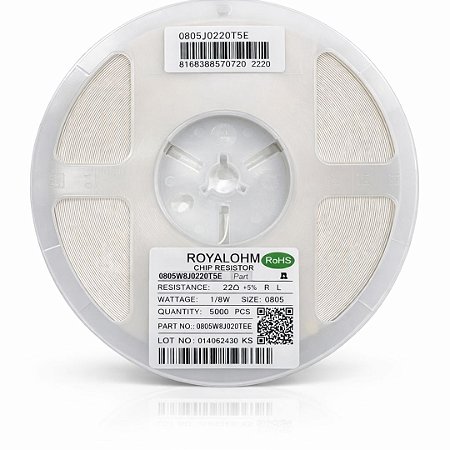 Resistor SMD 0805 22Ω 1/8W 5% Thick Film (0805W8J0220T5E) Rolo 5000