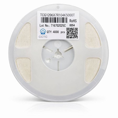 Capacitor Multicamadas MLCC 100nF 50V X7R SMD 1206 ±5% – Rolo 4000