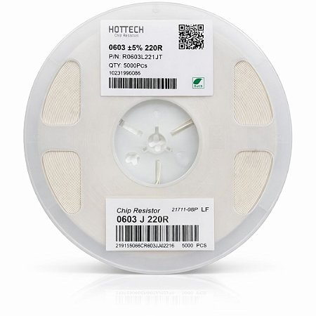 Resistor SMD 0603 220Ω 1/10W 5% Thick Film (RI0603L221JT) Rolo 5000
