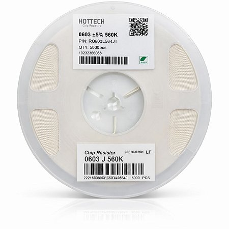 Resistor SMD 0603 560KΩ 1/10W 5% Thick Film (RI0603L564JT) Rolo 5000